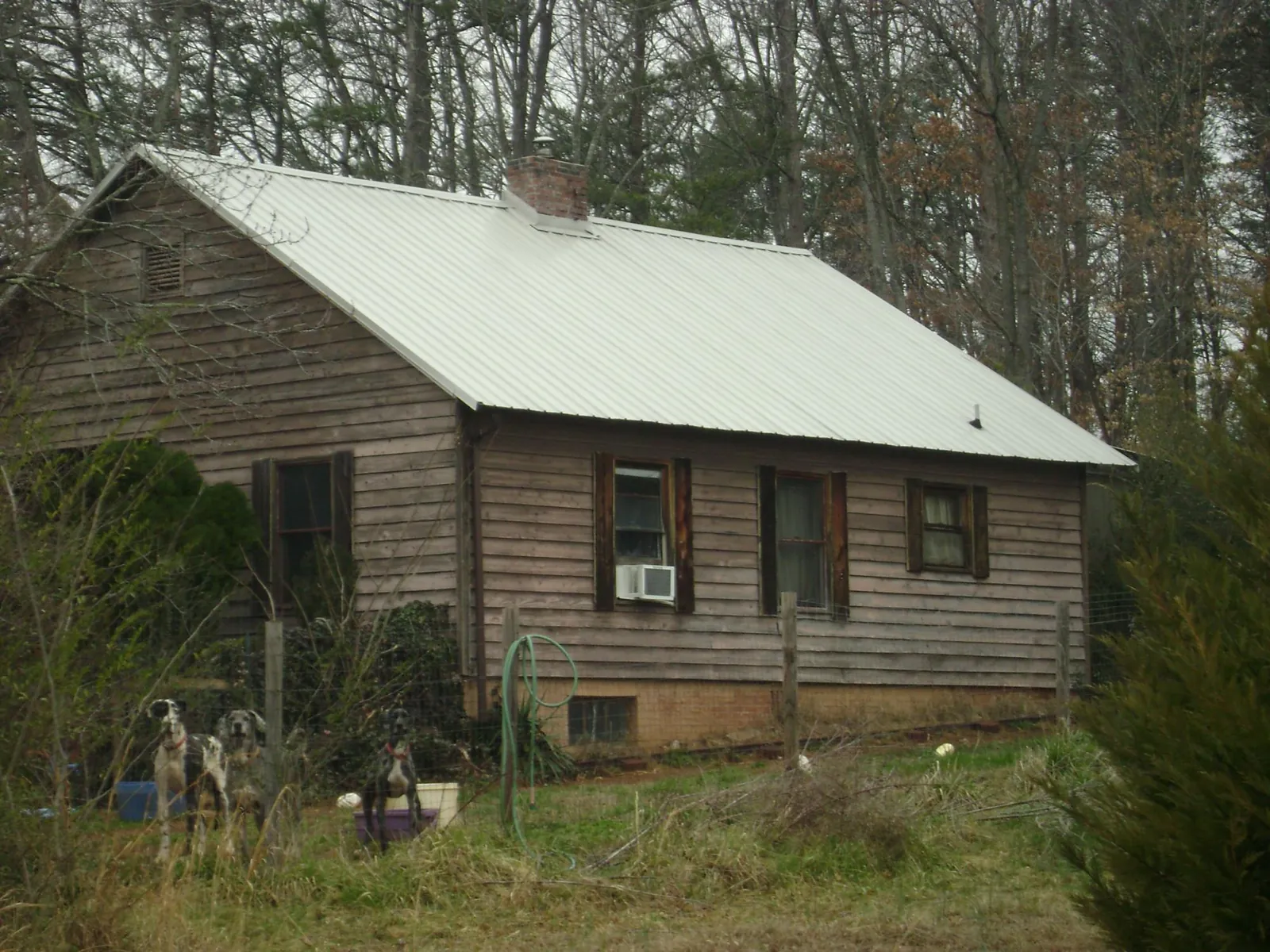 White metal roof on an old wood sided farmhouse, from a Asphalt Shingle Roof Repair job in Yeagertown